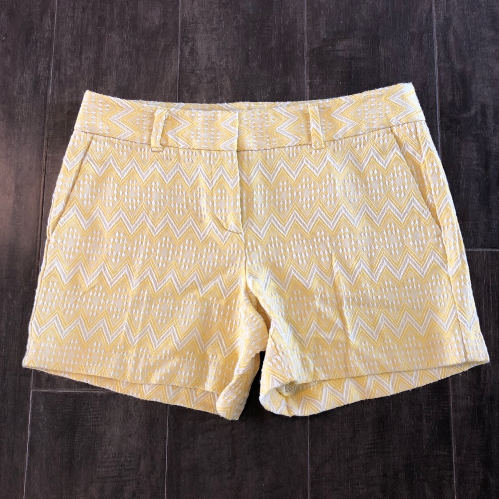 Ann Taylor Factory yellow and white chevron shorts